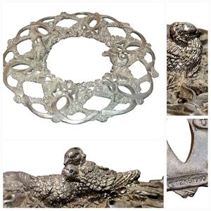 Metzke Pewter Birders Collection Candle Ring Flower Rose Doves Art Metal‎ Bird